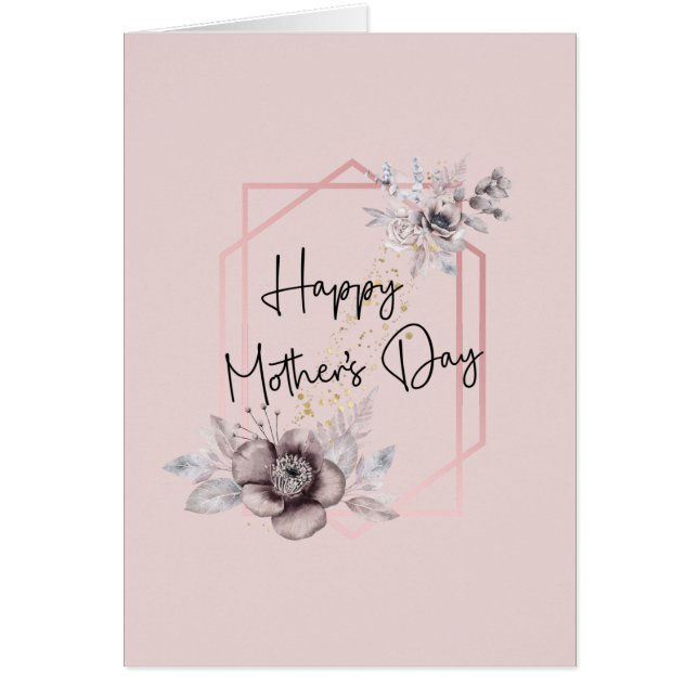 Tarjeta de Día de la Madre floral rosa púrpura gri (Frente)