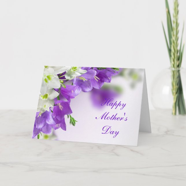 Tarjeta de Día de la Madre - Flores púrpura-Vertic (Anverso)