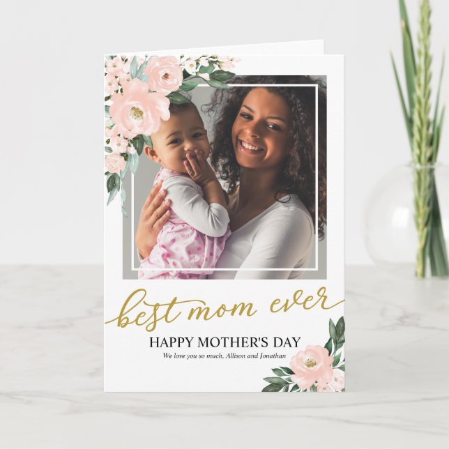 Tarjeta de Día de la Madre fotográfico Rubor Foral (Anverso)
