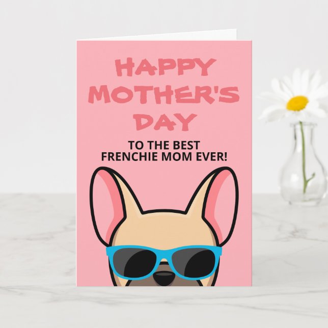 Tarjeta de Día de la Madre Frenchie Ciervo Cachorr (Planta pequeña)