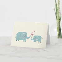 Tarjeta de Día de la Madre Mama y Baby Elephant