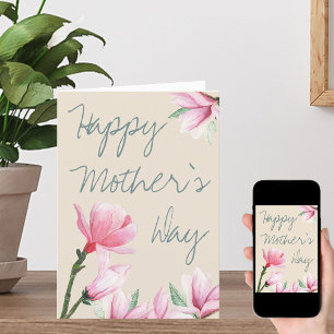 Tarjeta de Día de la Madre manuscrita de flores de