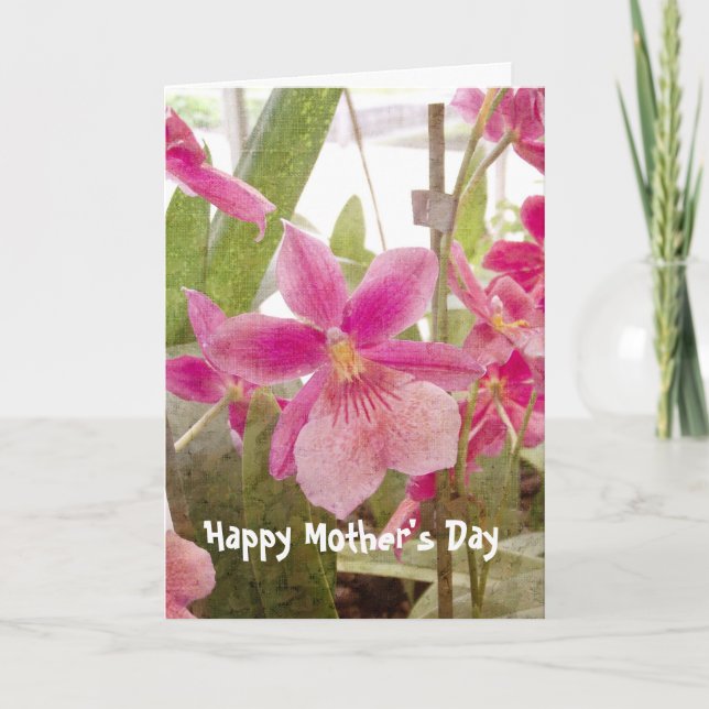 Tarjeta de Día de la Madre Orquídea Rosa (Anverso)