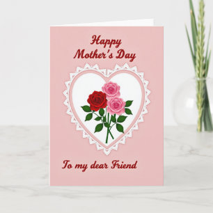 Tarjeta de Día de la Madre para amiga con encaje c