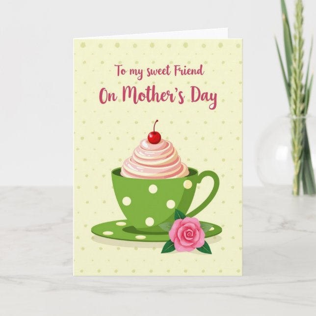 Tarjeta de Día de la Madre para Amiga con Rosa Ros (Anverso)