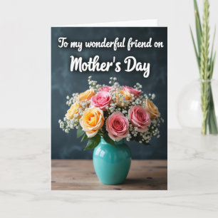 Tarjeta de Día de la Madre para amiga Rosa Melocot