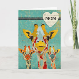 Tarjeta de Día de la Madre para las jirafas de bús