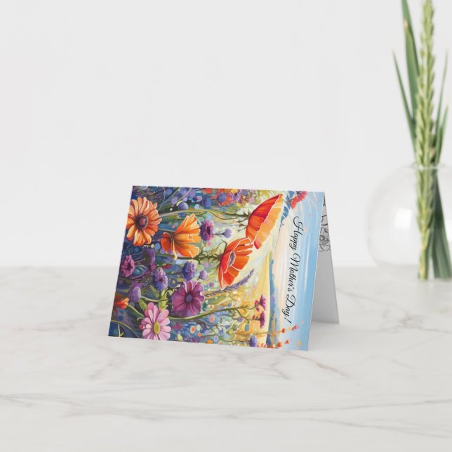 tarjeta de Día de la Madre personalizado floral (Anverso)