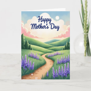 Tarjeta de día de la madre pradera floral