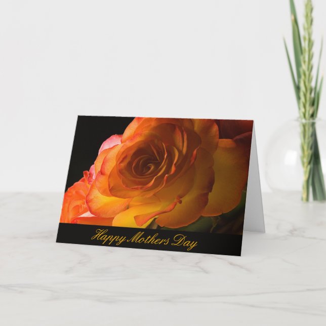 Tarjeta de Día de la Madre Rosa amarilla y Naranja (Anverso)