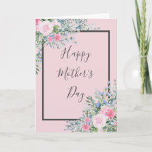 Tarjeta de Día de la Madre Rosa de acuarela