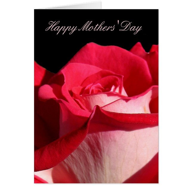 Tarjeta de Día de la Madre rosa y blanco (Frente)
