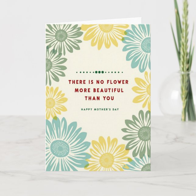 Tarjeta de día de la madre Teal Bloom (Anverso)