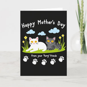 Tarjeta de Día de las Madres Amigas Felinas