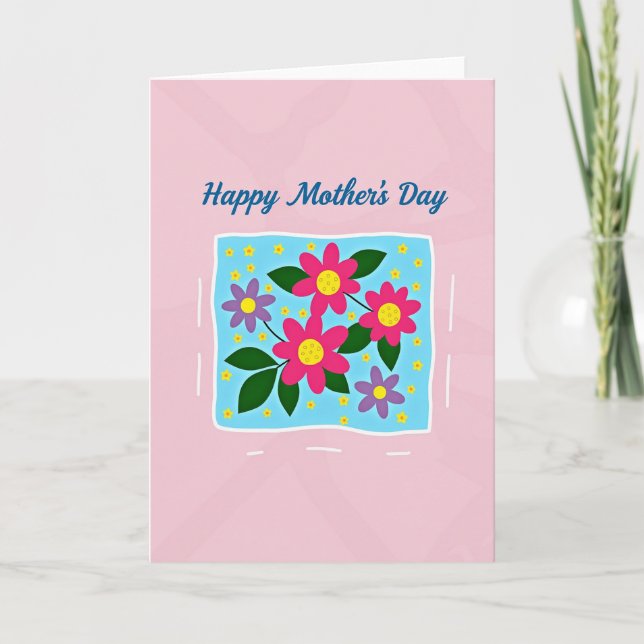 Tarjeta de Día de las Madres con Estrellas Rosas (Anverso)