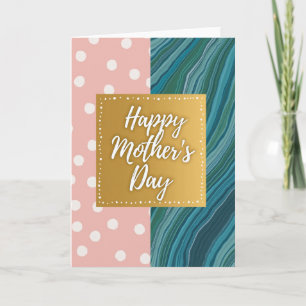 Tarjeta de Día de las Madres con lunares y pastel
