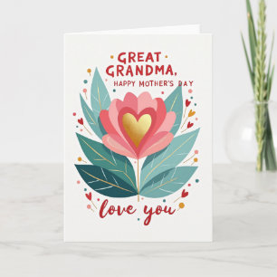 Tarjeta de Día de las Madres Corazón de Oro Amor