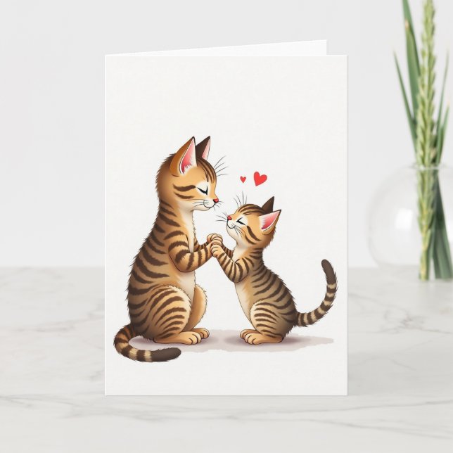 Tarjeta de Día de las Madres de Gatos Rayados Amor (Anverso)