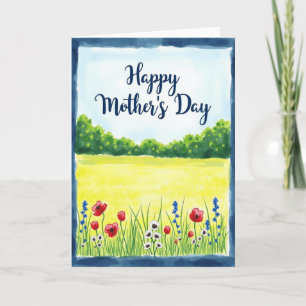 Tarjeta de Día de las Madres Pintada de Primavera