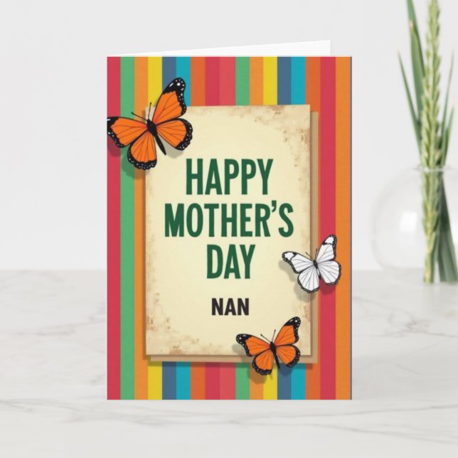 Tarjeta de Día de las Madres Radiantes con Rayas (Anverso)