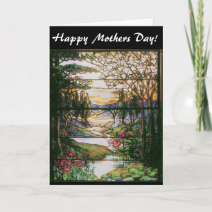 Tarjeta de Día de las Mamás de Vidrio Manchado del