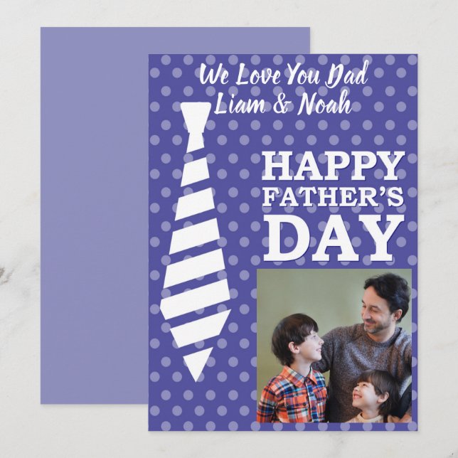 Tarjeta de Día de los Padres Azules de fotos de In (Anverso / Reverso)