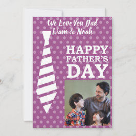 Tarjeta de Día de los Padres Púrpura con fotos de 