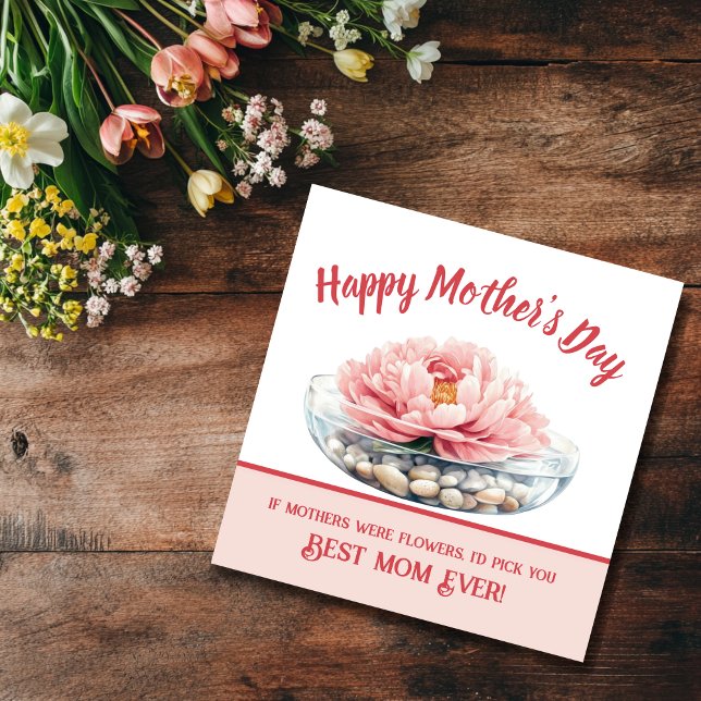 Tarjeta de Día de Madre de Peones Rosa Suave (Pink peony Mother's Day card)