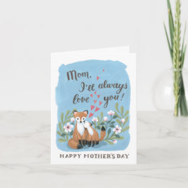 Tarjeta de Día de Madre de Red Fox ilustrada