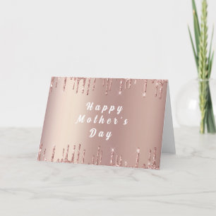 Tarjeta de Día de Madre de Rosa Purpurina de Rubor