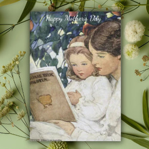 Tarjeta de Día de Madre e Hija Vintage