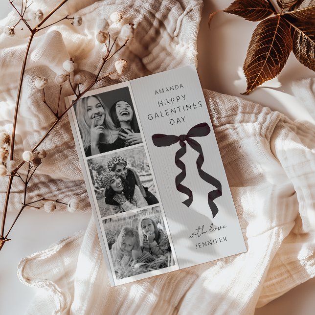 Tarjeta de día de moda Bow 3 Photo Galentines (Subido por el creador)