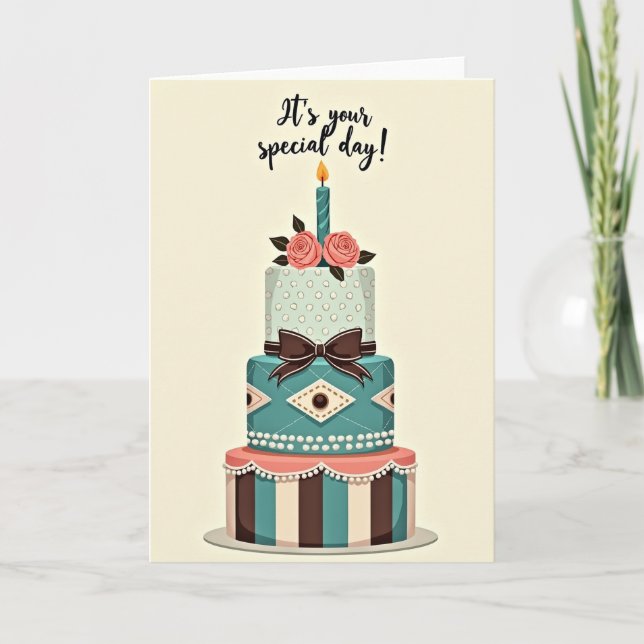 Tarjeta de día de pastel de celebración (Anverso)