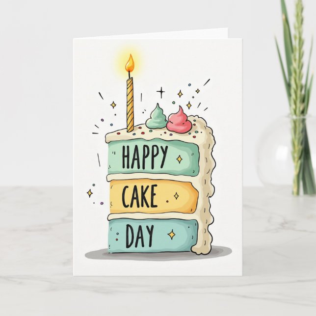 Tarjeta de día de pastel dibujada a mano (Anverso)