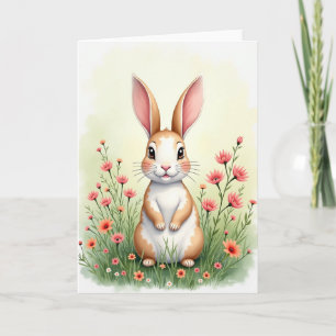 Tarjeta de día de primavera de conejito adorable