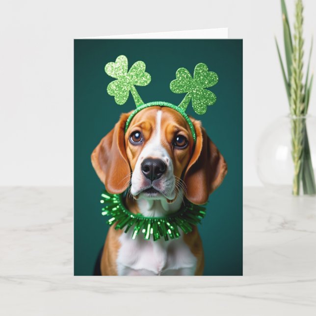 Tarjeta de día de San Patricio de Beagle (Anverso)