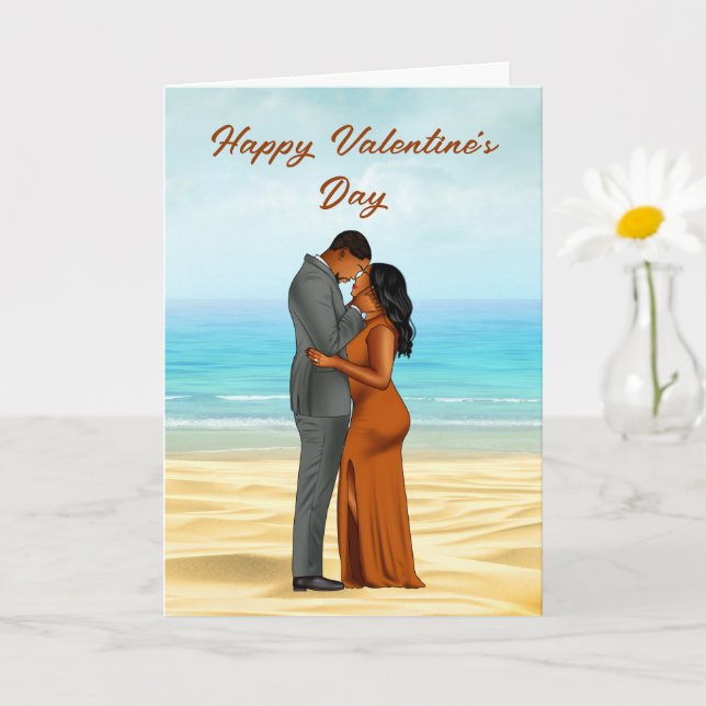Tarjeta de Día de San Valentín afroamericana (Planta pequeña)