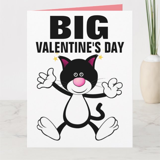 TARJETA DE DÍA DE SAN VALENTÍN CON ABRAZO DE GATO  (Anverso)