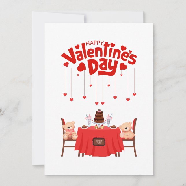 Tarjeta de día de San Valentín con osito de peluch (Anverso)