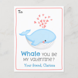 Tarjeta de Día de San Valentín de ballena para niñ