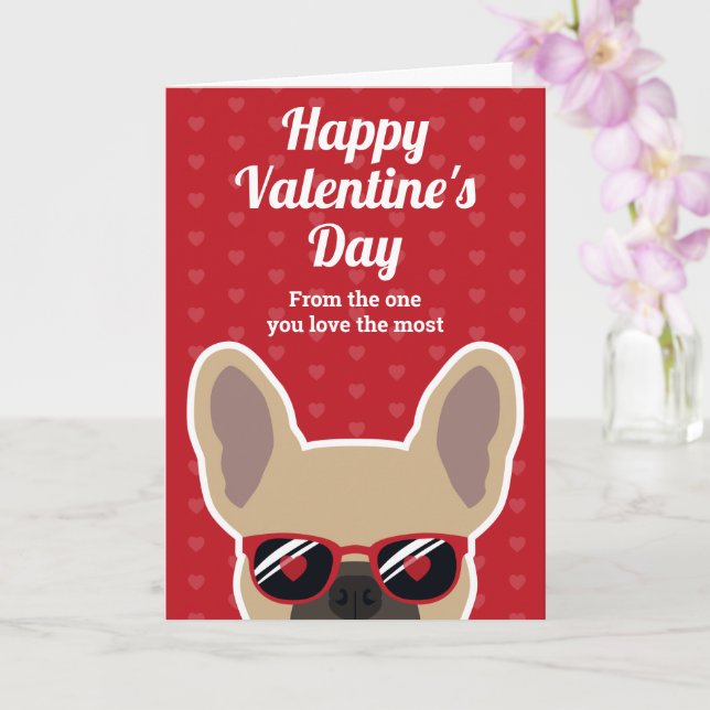 Tarjeta de día de San Valentín de Bulldog Francés  (Orquídea)
