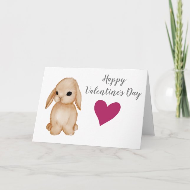 Tarjeta de Día de San Valentín de Bunny Heart (Anverso)
