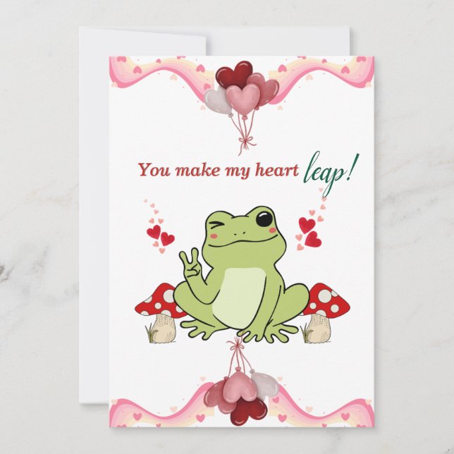 Tarjeta de Día de San Valentín de rana para niños (Anverso)