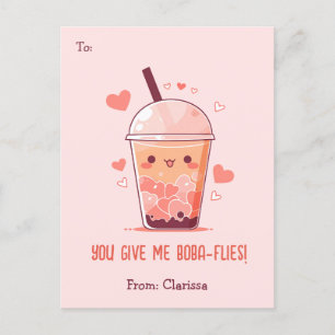 Tarjeta de Día de San Valentín de té de burbujas n