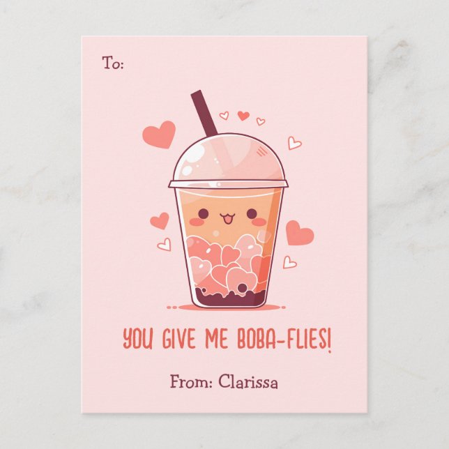 Tarjeta de Día de San Valentín de té de burbujas n (Anverso)