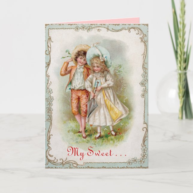 Tarjeta de Día de San Valentín dulce victoriana (Anverso)