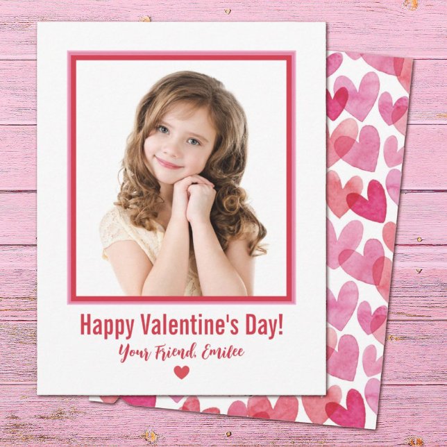 Tarjeta de Día de San Valentín fotográfico infanti (A cute simple photo Valentine's day card. Personalize them for a school classroom exchange.)
