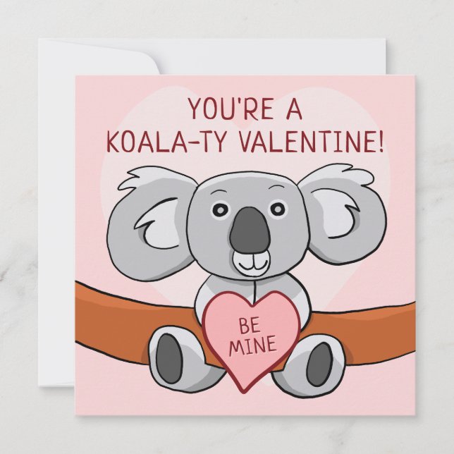 Tarjeta de Día de San Valentín Koala Koality Be Mi (Anverso)