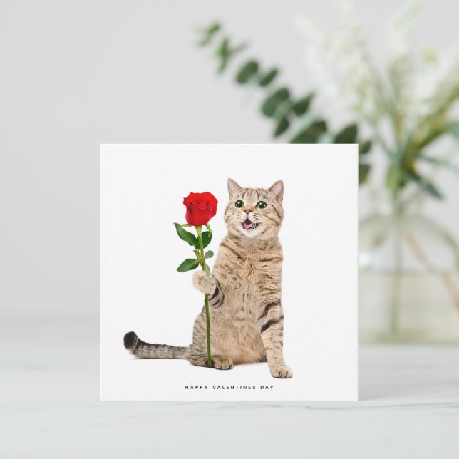 Tarjeta de Día de San Valentín para gato (Anverso de pie)