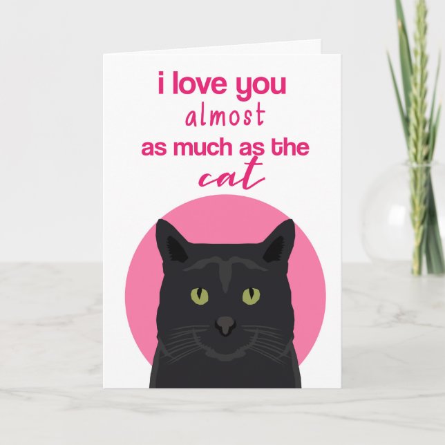 Tarjeta de Día de San Valentín para gato negro (Anverso)